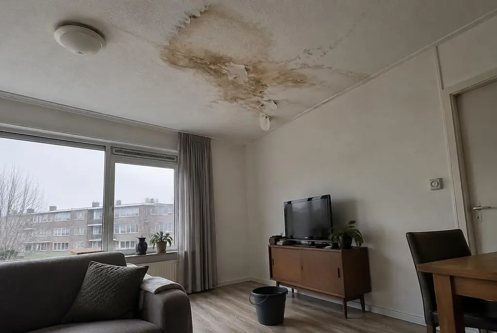 Lekdetectie Rhenen – vochtplek op het plafond onder een badkamer